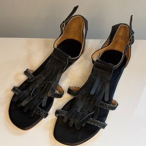 ELF Black Fringe Sandals